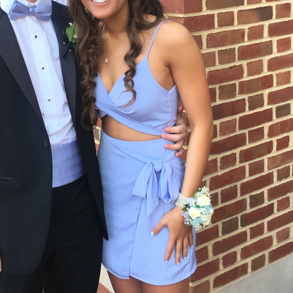 Revolve BY THE WAY blue wrap mini dress XS